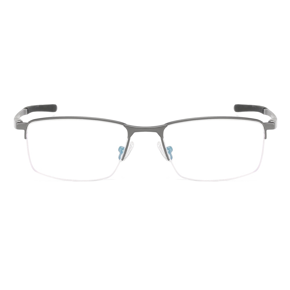 Custom Half Rim Rectangular Metal Glasses Frames Mens Straight Arm Sporty Prescription Eyeglasses for Active Lifestyle Spectacles Manufacturer China