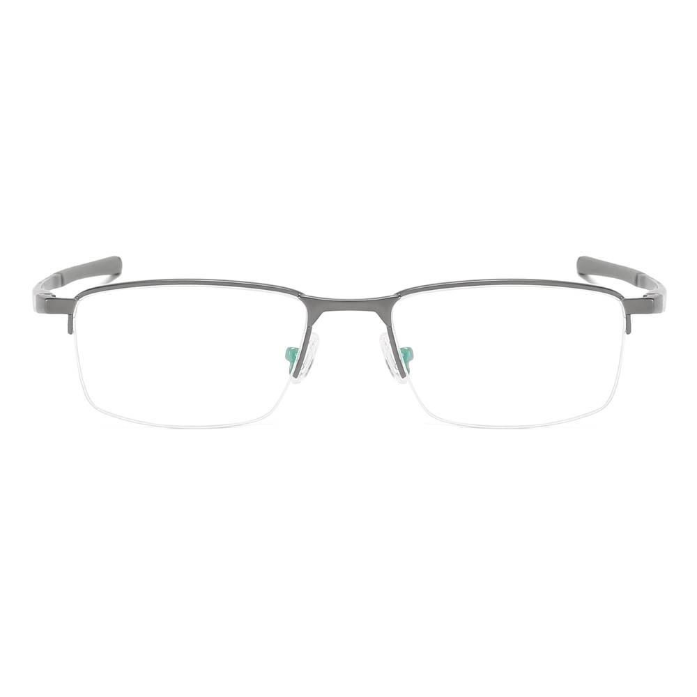 Custom Half Rim Rectangular Metal Glasses Frames Mens Straight Arm Sporty Prescription Eyeglasses for Active Lifestyle Spectacles Manufacturer China