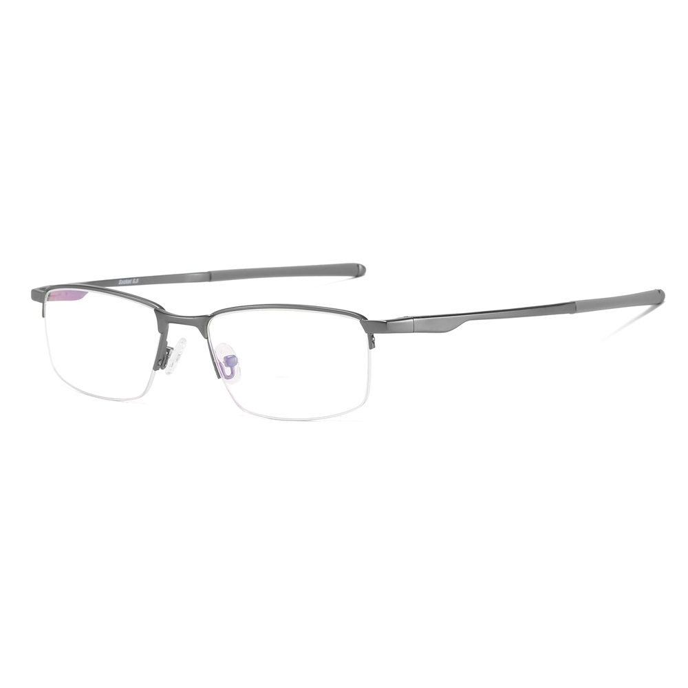 Custom Half Rim Rectangular Metal Glasses Frames Mens Straight Arm Sporty Prescription Eyeglasses for Active Lifestyle Spectacles Manufacturer China