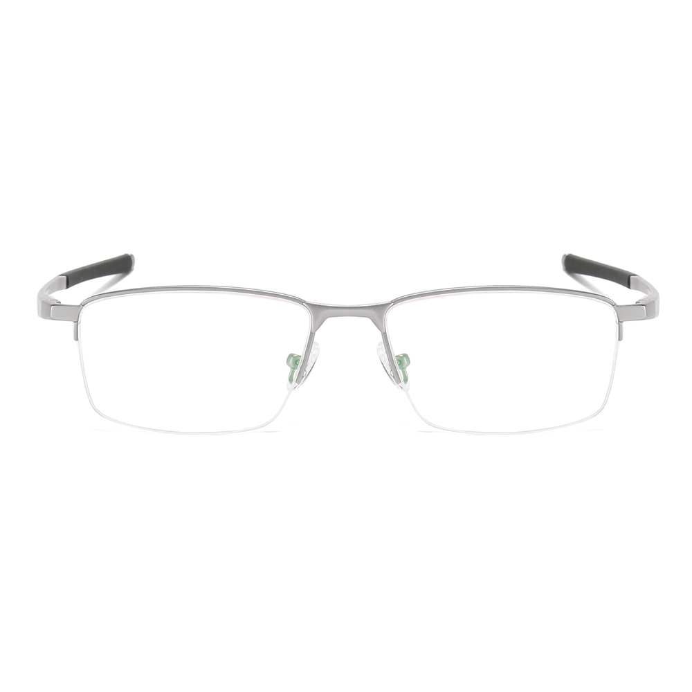 Custom Half Rim Rectangular Metal Glasses Frames Mens Straight Arm Sporty Prescription Eyeglasses for Active Lifestyle Spectacles Manufacturer China