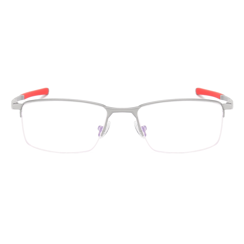 Custom Half Rim Rectangular Metal Glasses Frames Mens Straight Arm Sporty Prescription Eyeglasses for Active Lifestyle Spectacles Manufacturer China