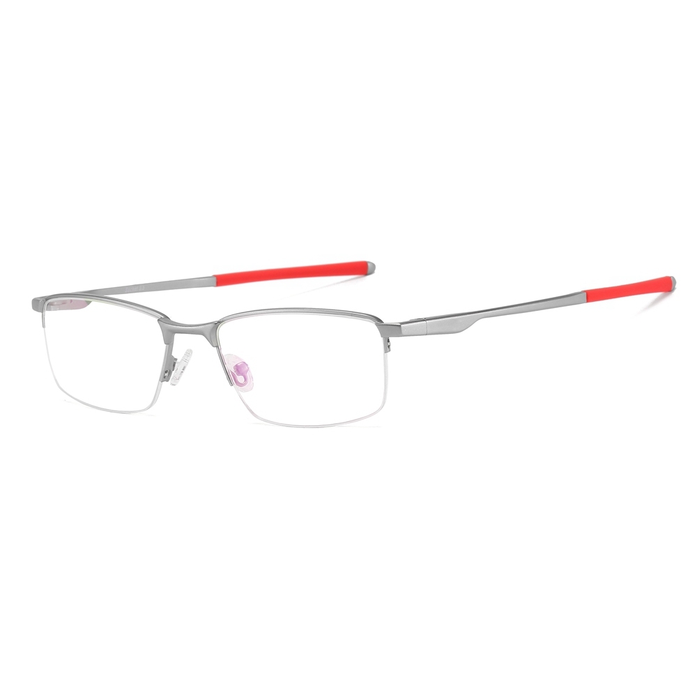 Custom Half Rim Rectangular Metal Glasses Frames Mens Straight Arm Sporty Prescription Eyeglasses for Active Lifestyle Spectacles Manufacturer China