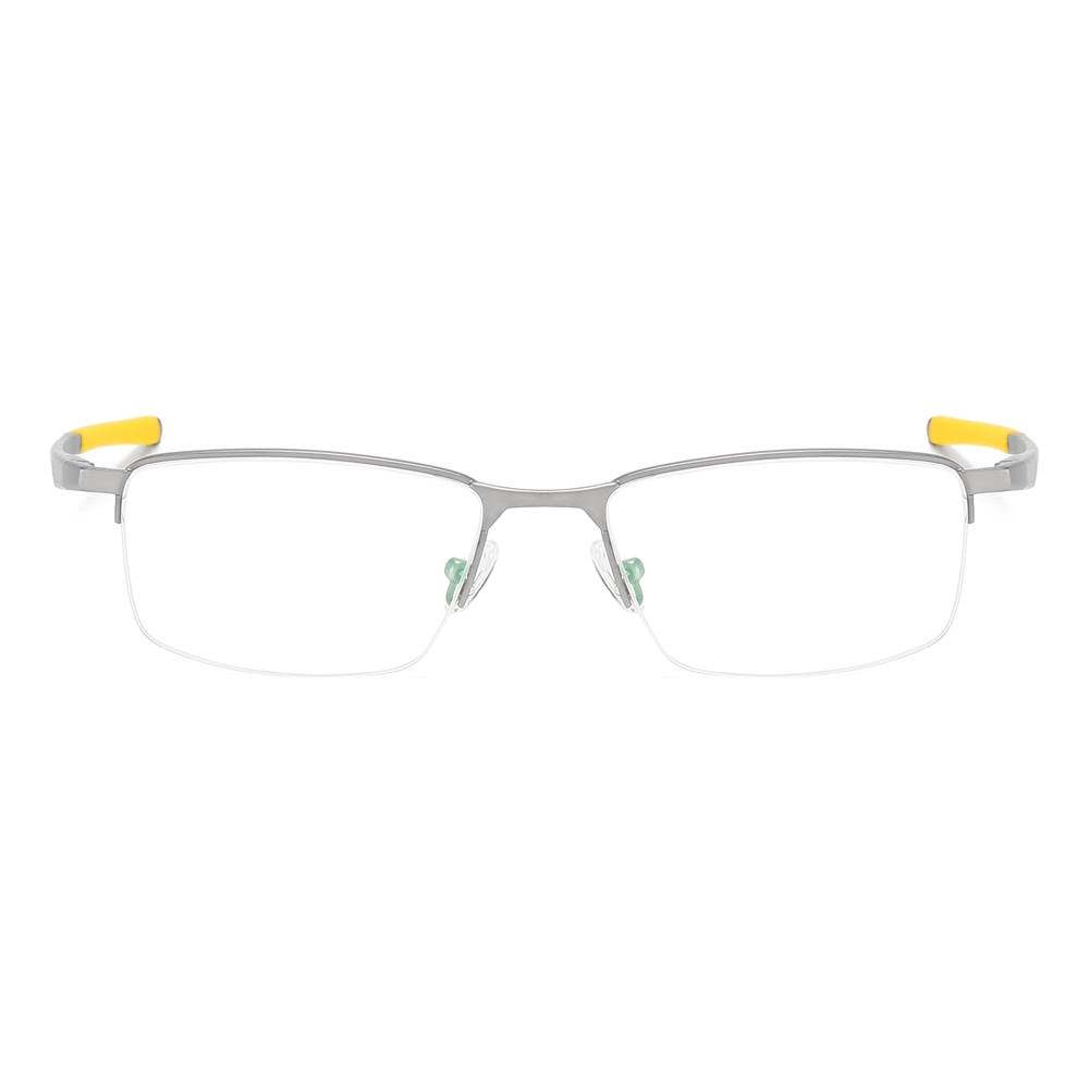 Custom Half Rim Rectangular Metal Glasses Frames Mens Straight Arm Sporty Prescription Eyeglasses for Active Lifestyle Spectacles Manufacturer China