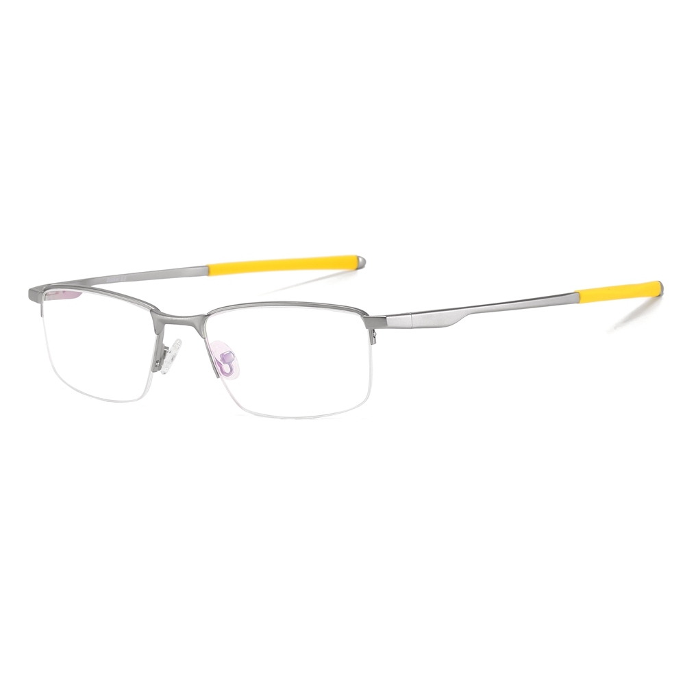 Custom Half Rim Rectangular Metal Glasses Frames Mens Straight Arm Sporty Prescription Eyeglasses for Active Lifestyle Spectacles Manufacturer China