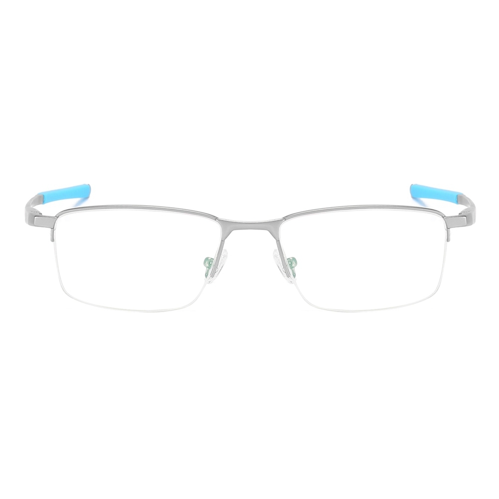 Custom Half Rim Rectangular Metal Glasses Frames Mens Straight Arm Sporty Prescription Eyeglasses for Active Lifestyle Spectacles Manufacturer China