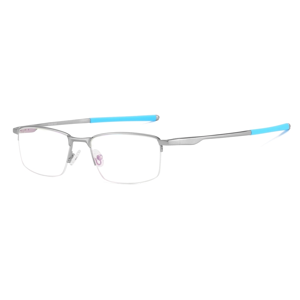 Custom Half Rim Rectangular Metal Glasses Frames Mens Straight Arm Sporty Prescription Eyeglasses for Active Lifestyle Spectacles Manufacturer China
