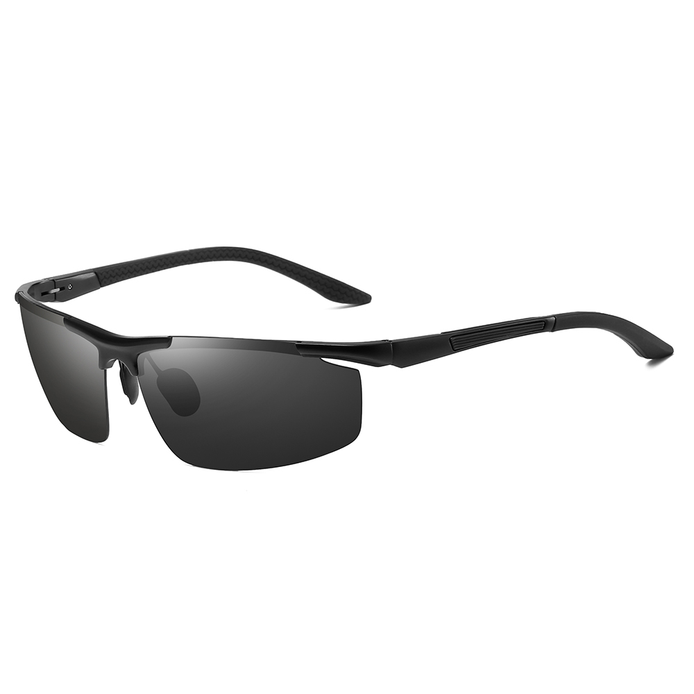 Ready Made Men's Lightweight Outdoor Sport Sunglasses for Mountaineering Good Quality Aluminum Semi-rimless Wrap Polarized Running Glasses