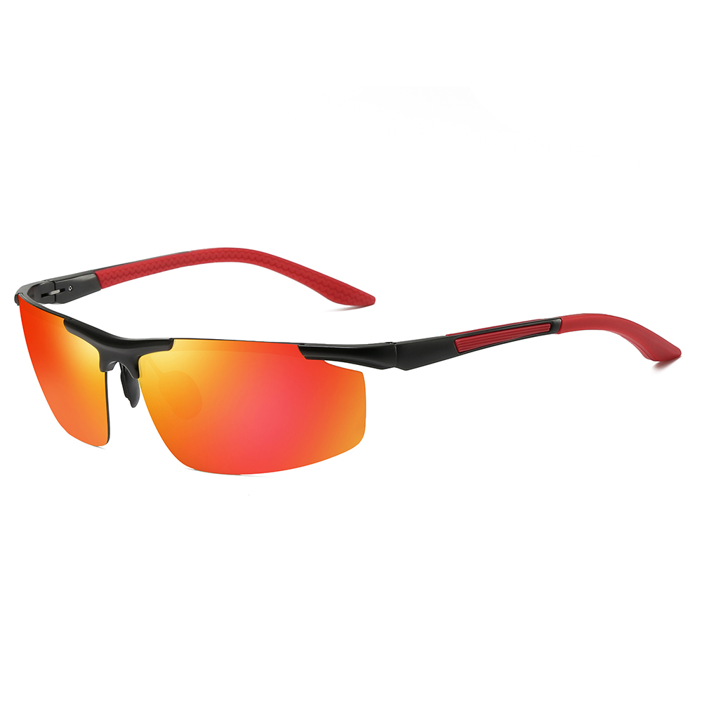 Ready Made Men's Lightweight Outdoor Sport Sunglasses for Mountaineering Good Quality Aluminum Semi-rimless Wrap Polarized Running Glasses