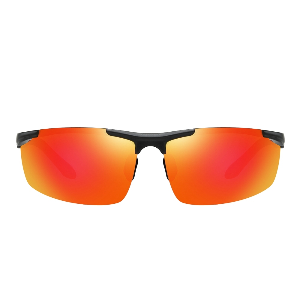 Ready Made Men's Lightweight Outdoor Sport Sunglasses for Mountaineering Good Quality Aluminum Semi-rimless Wrap Polarized Running Glasses