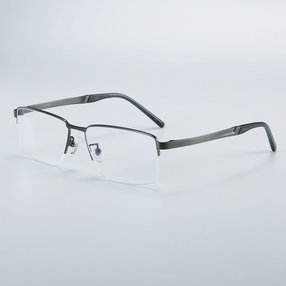 Custom Titanium Half-Rim Rectangular Optical Frame for Professional Men Office Wear Eyeglasses Business Prescription Glasses Wholesale China