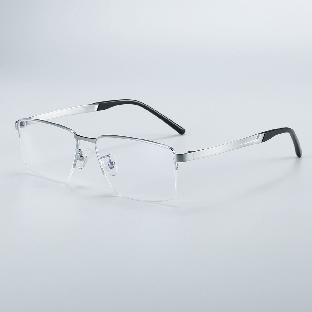 Custom Titanium Half-Rim Rectangular Optical Frame for Professional Men Office Wear Eyeglasses Business Prescription Glasses Wholesale China