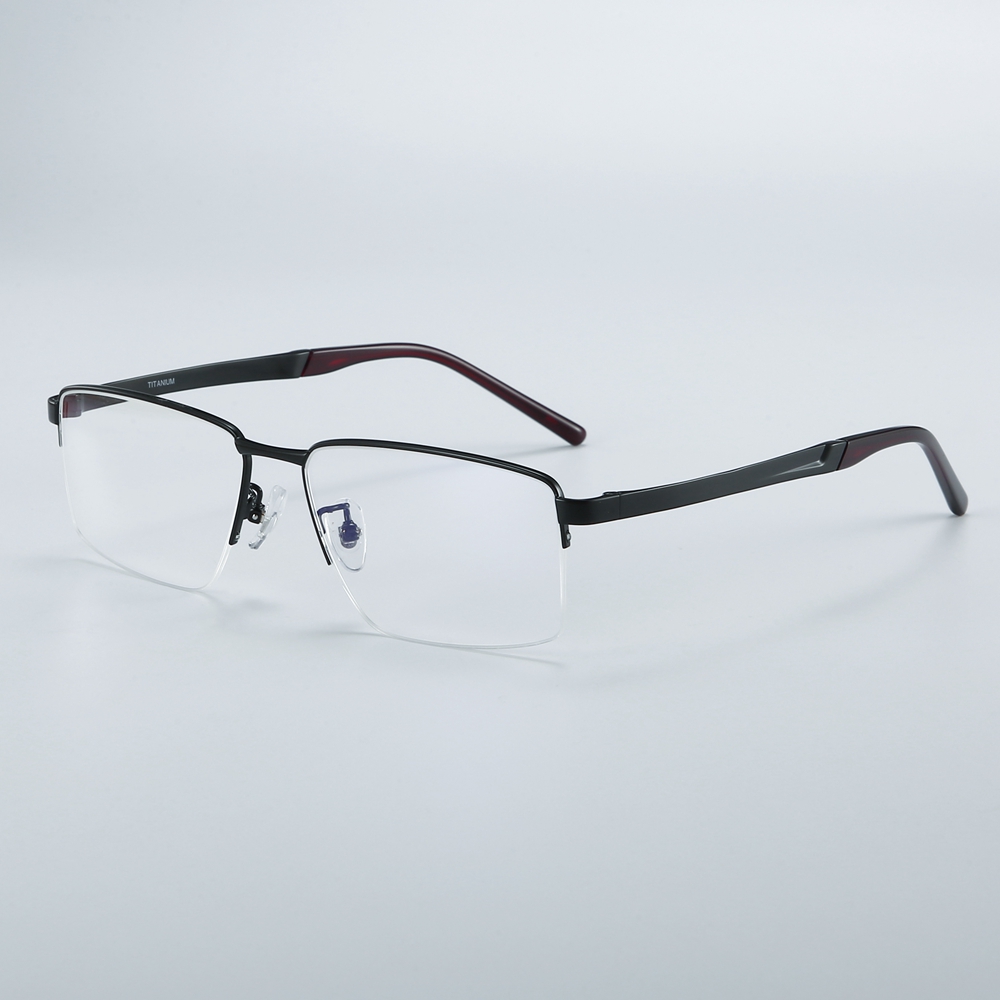 Custom Titanium Half-Rim Rectangular Optical Frame for Professional Men Office Wear Eyeglasses Business Prescription Glasses Wholesale China