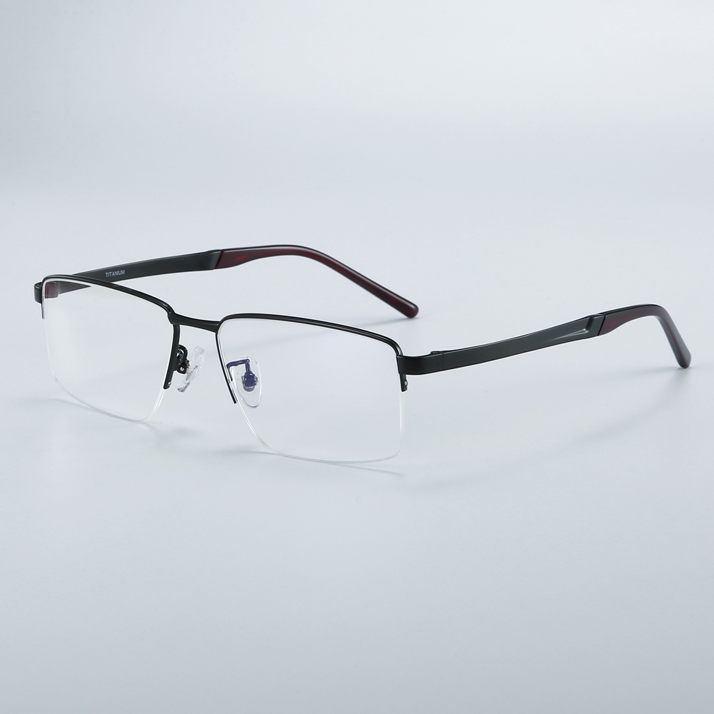 Custom Titanium Half-Rim Rectangular Optical Frame for Professional Men Office Wear Eyeglasses Business Prescription Glasses Wholesale China
