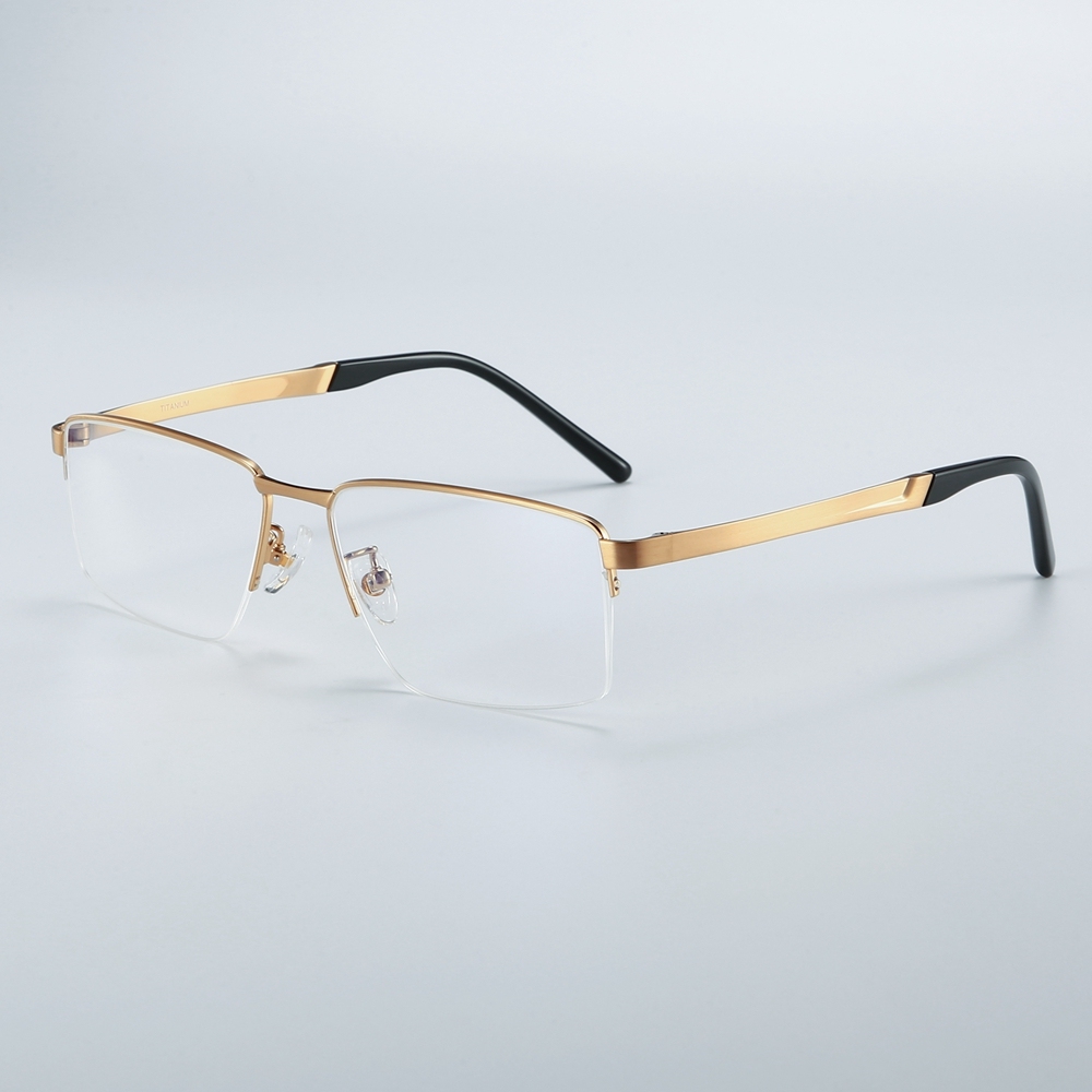 Custom Titanium Half-Rim Rectangular Optical Frame for Professional Men Office Wear Eyeglasses Business Prescription Glasses Wholesale China