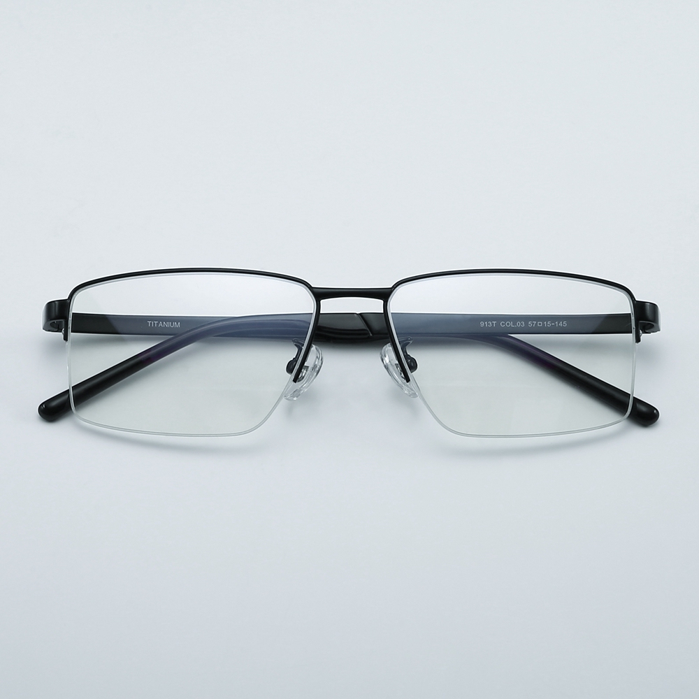 Custom Titanium Half-Rim Rectangular Optical Frame for Professional Men Office Wear Eyeglasses Business Prescription Glasses Wholesale China