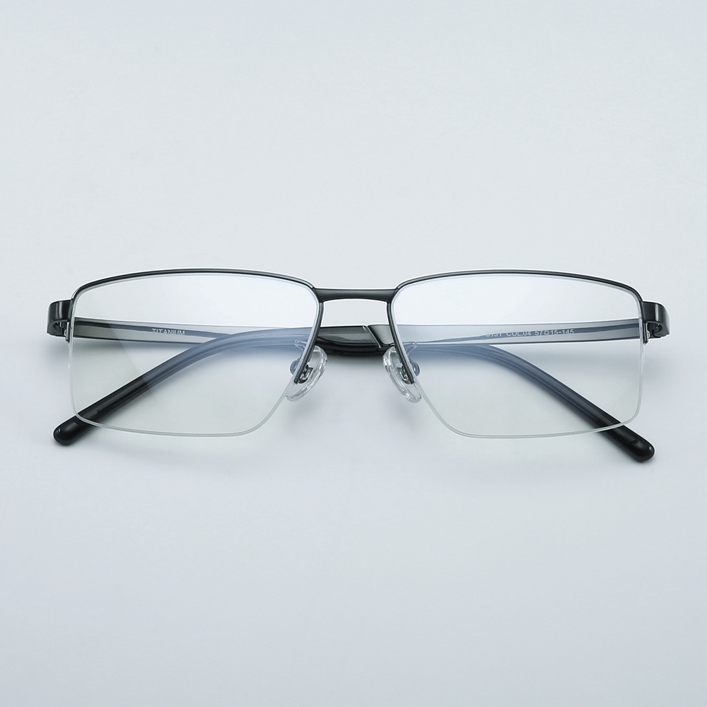 Custom Titanium Half-Rim Rectangular Optical Frame for Professional Men Office Wear Eyeglasses Business Prescription Glasses Wholesale China