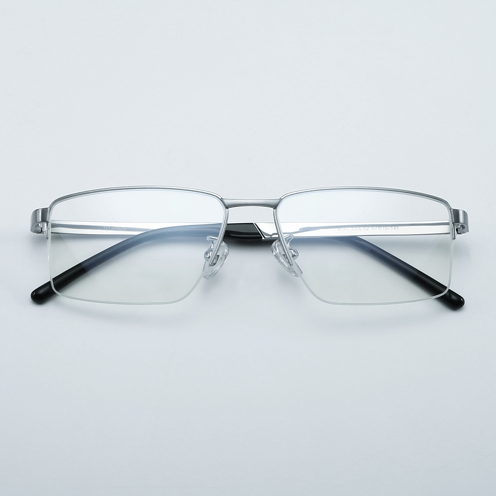Custom Titanium Half-Rim Rectangular Optical Frame for Professional Men Office Wear Eyeglasses Business Prescription Glasses Wholesale China