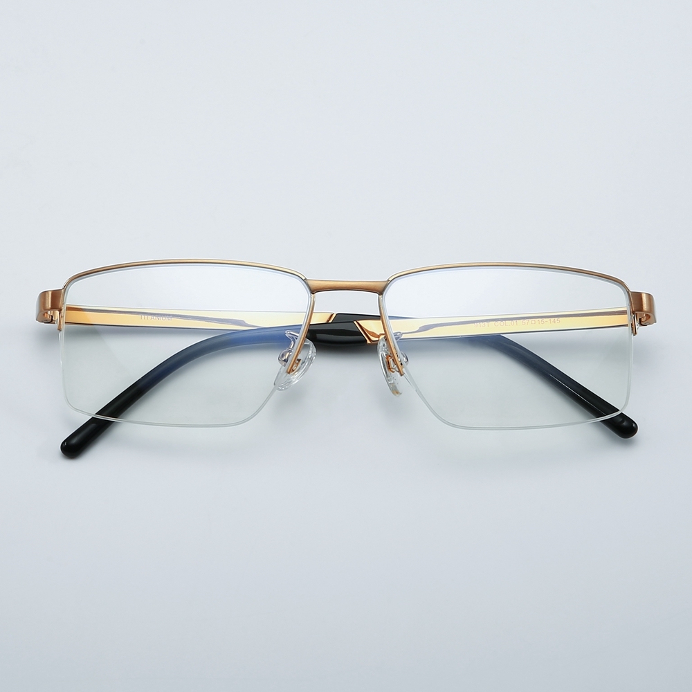 Custom Titanium Half-Rim Rectangular Optical Frame for Professional Men Office Wear Eyeglasses Business Prescription Glasses Wholesale China