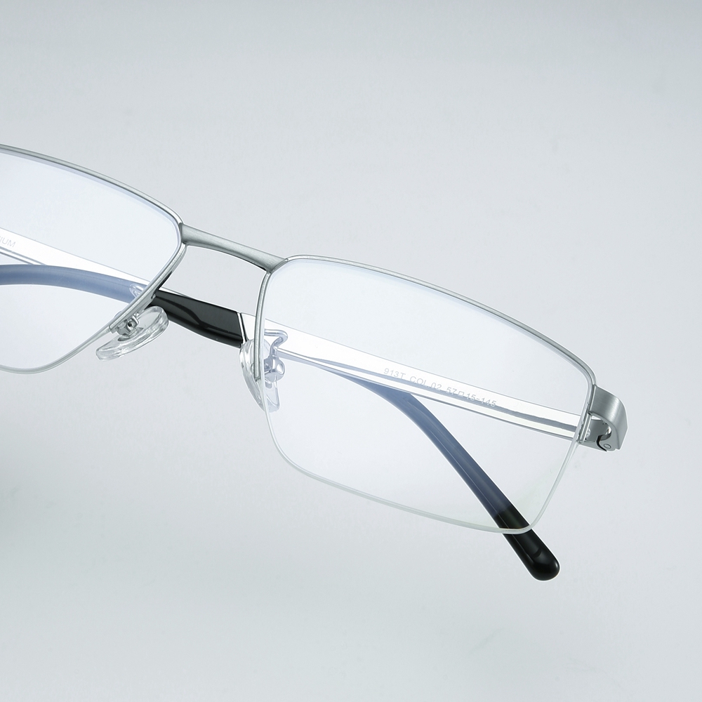 Custom Titanium Half-Rim Rectangular Optical Frame for Professional Men Office Wear Eyeglasses Business Prescription Glasses Wholesale China