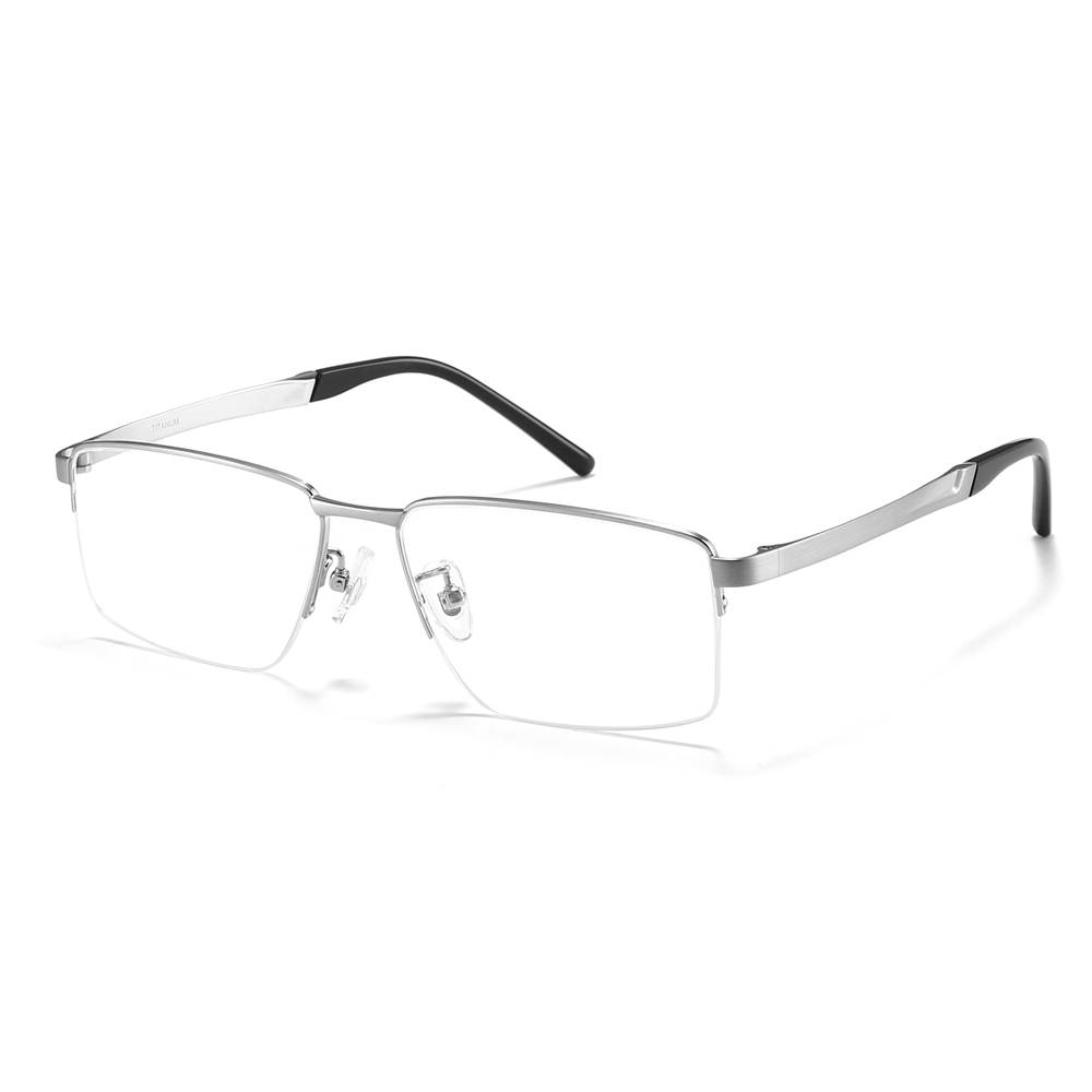 Custom Titanium Half-Rim Rectangular Optical Frame for Professional Men Office Wear Eyeglasses Business Prescription Glasses Wholesale China