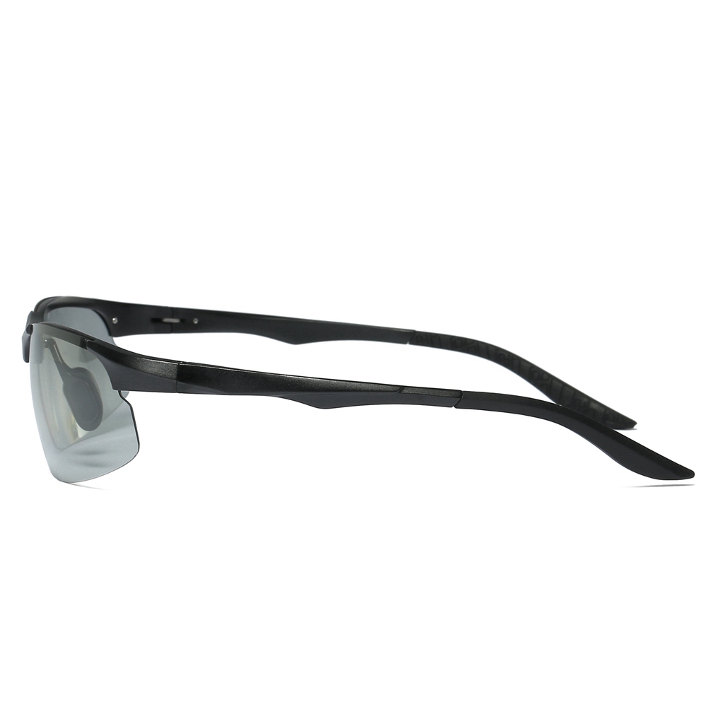 Custom Aluminum Sports Sunglasses Semi-rimless Photochromic Polarized Lenses Change Tint from Light to Dark Trail Running Glasses