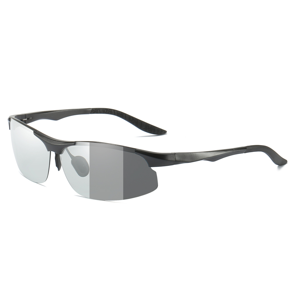 Custom Aluminum Semi-rimless Sports Sunglasses Photochromic Polarized Lenses Change Tint from Light to Dark Trail Running Glasses Wholesale China
