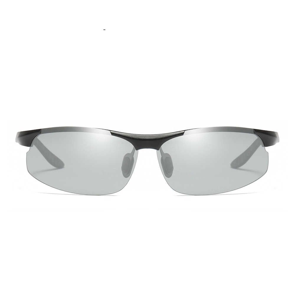 Custom Aluminum Sports Sunglasses Semi-rimless Photochromic Polarized Lenses Change Tint from Light to Dark Trail Running Glasses