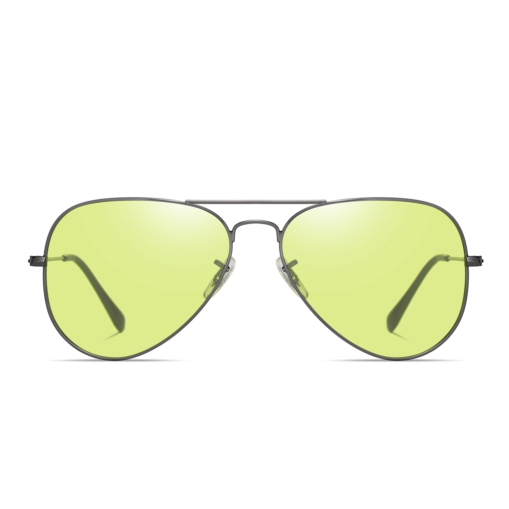 Ready Made Unisex Aviator Metal Photochromic Driving Sunglasses for Day and Night Vision Glasses with UV Color Changing Lenses Wholesale