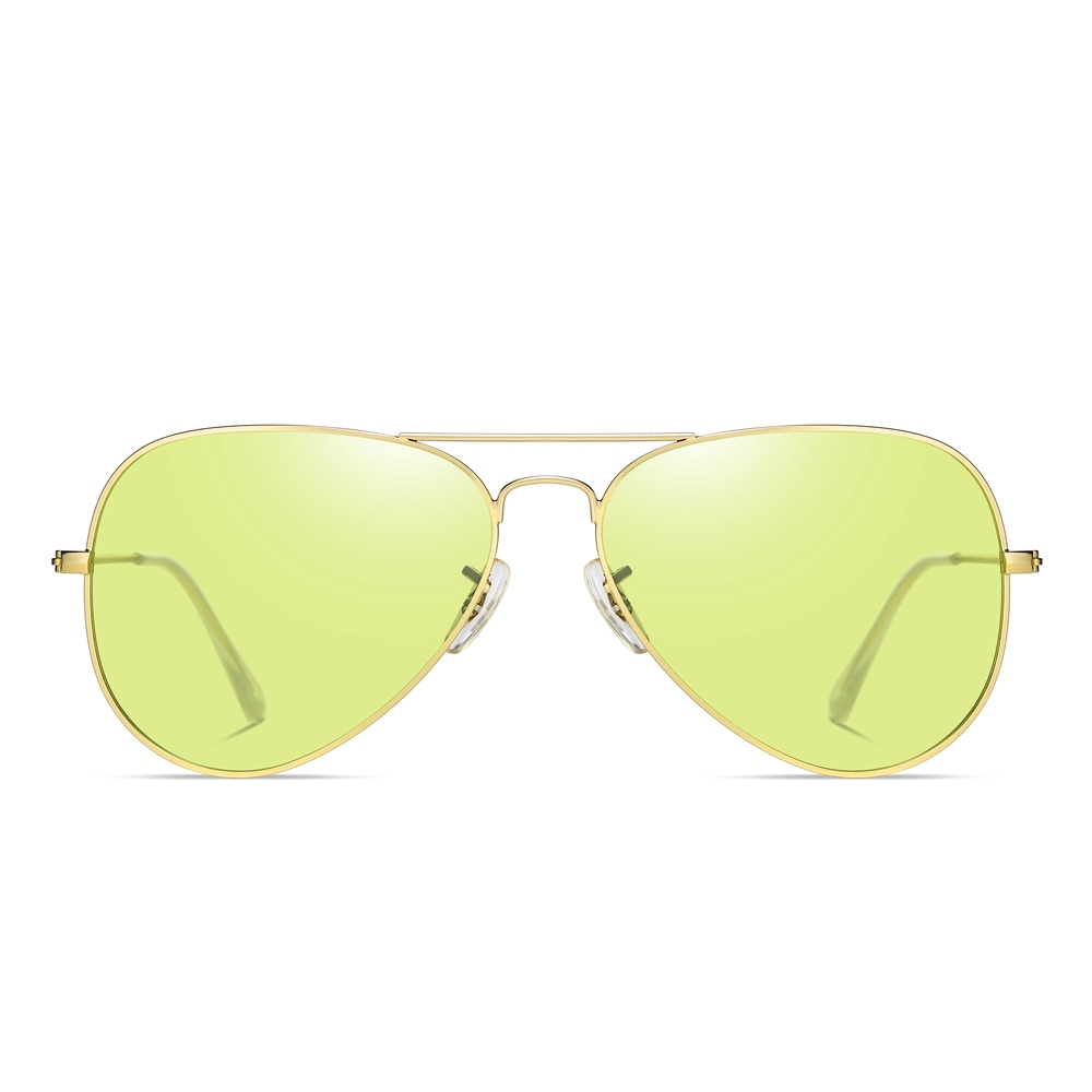 Ready Made Unisex Aviator Metal Photochromic Driving Sunglasses for Day and Night Vision Glasses with UV Color Changing Lenses Wholesale