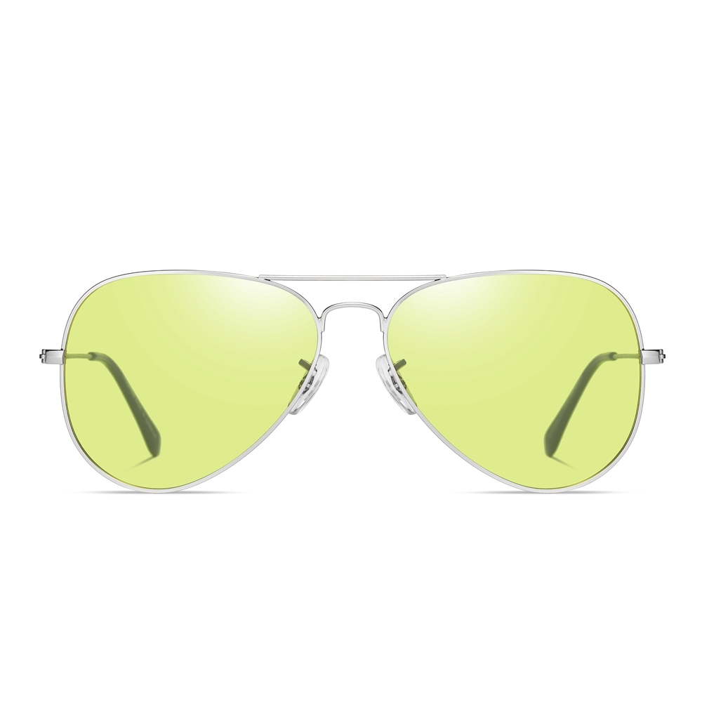Ready Made Unisex Aviator Metal Photochromic Driving Sunglasses for Day and Night Vision Glasses with UV Color Changing Lenses Wholesale