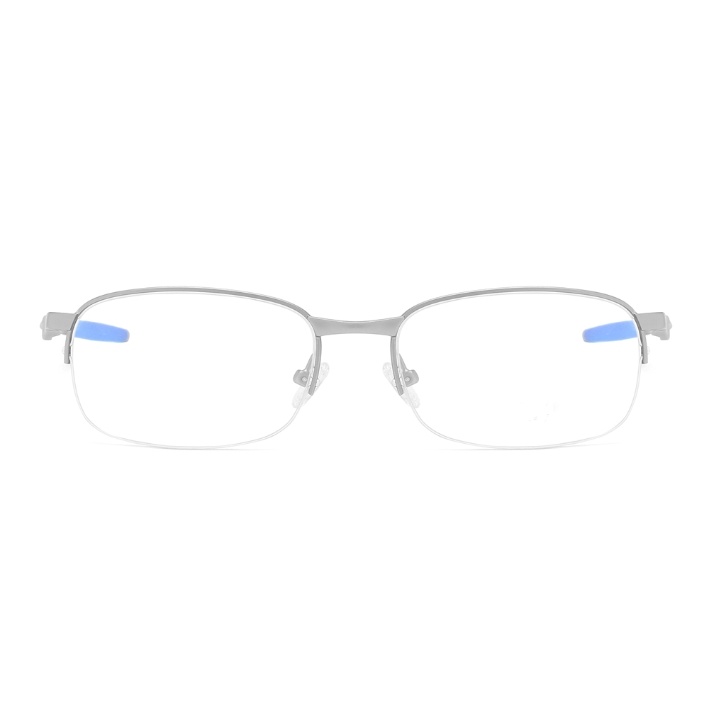 Bulk Order Slightly Rounded Rectangle Glasses with Straight Temples Half-rim Prescription Eyeglasses Sporty Metal Optical Frames Factory China