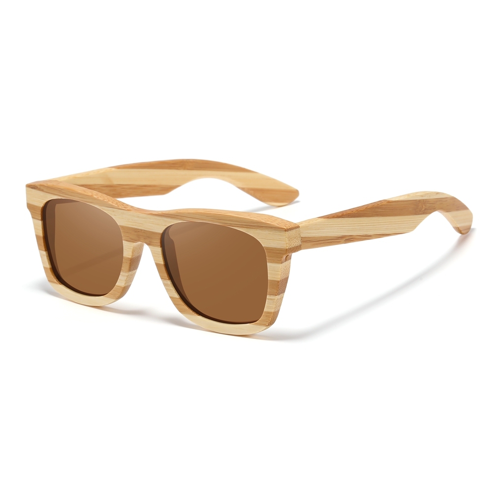 Custom Eco Friendly Handcrafted Zebra Bamboo Sunglasses for Men & Women UV400 Polarized Mirror Lens Natural Material Wayfarer Shades Wholesale
