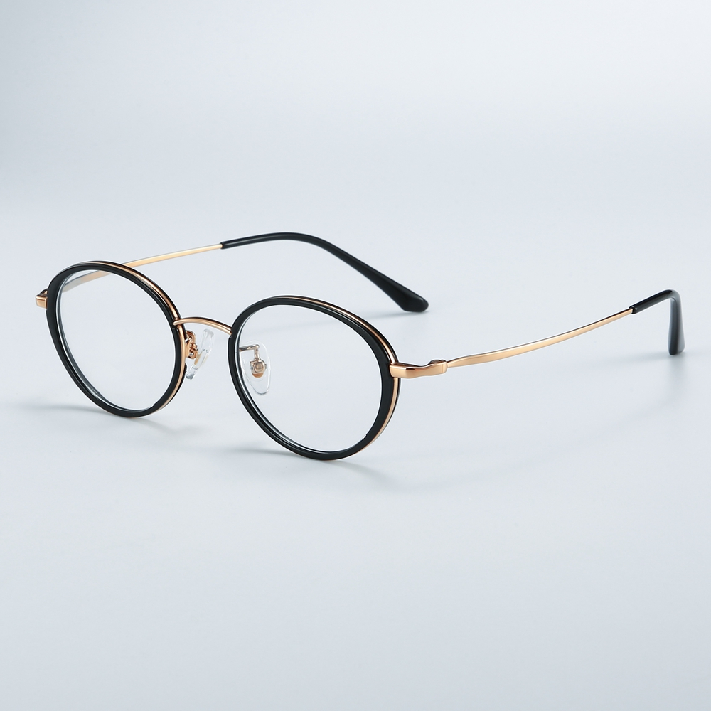 Wholesale Men's Retro Oval Windsor Rim Eyeglasses with Inner Ring β-Titanium Prescription Glasses for Women Premium Optical Frames Manufacturer