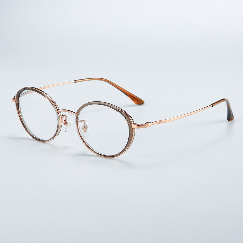 Wholesale Men's Retro Oval Windsor Rim Eyeglasses with Inner Ring β-Titanium Prescription Glasses for Women Premium Optical Frames Manufacturer