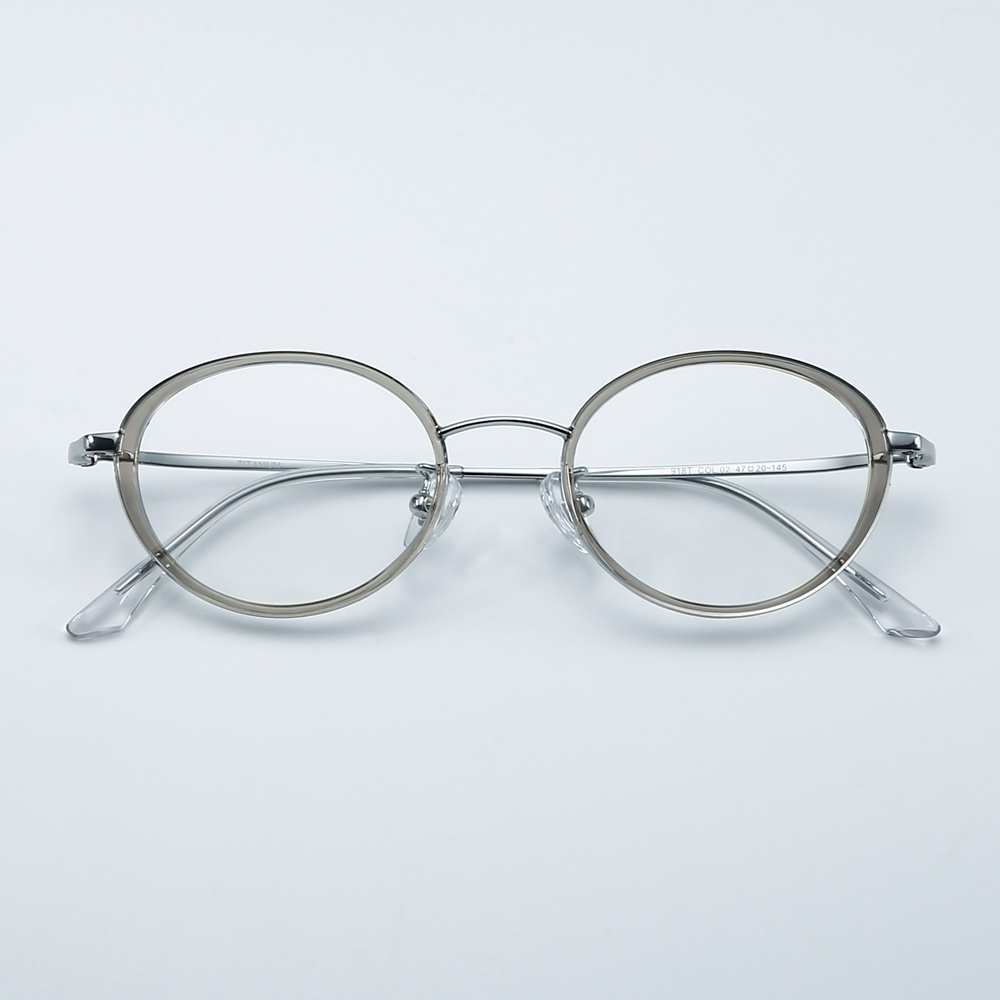 Wholesale Men's Retro Oval Windsor Rim Eyeglasses with Inner Ring β-Titanium Prescription Glasses for Women Premium Optical Frames Manufacturer