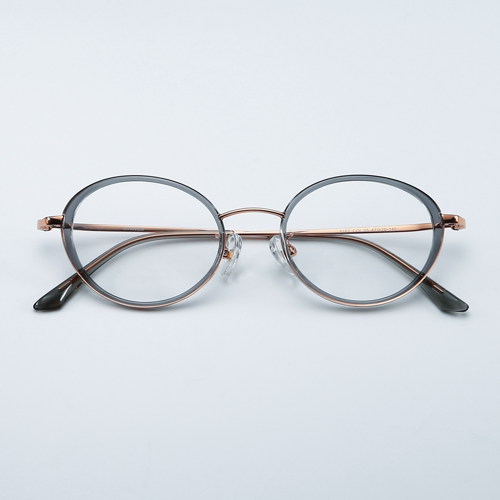 Wholesale Men's Retro Oval Windsor Rim Eyeglasses with Inner Ring β-Titanium Prescription Glasses for Women Premium Optical Frames Manufacturer
