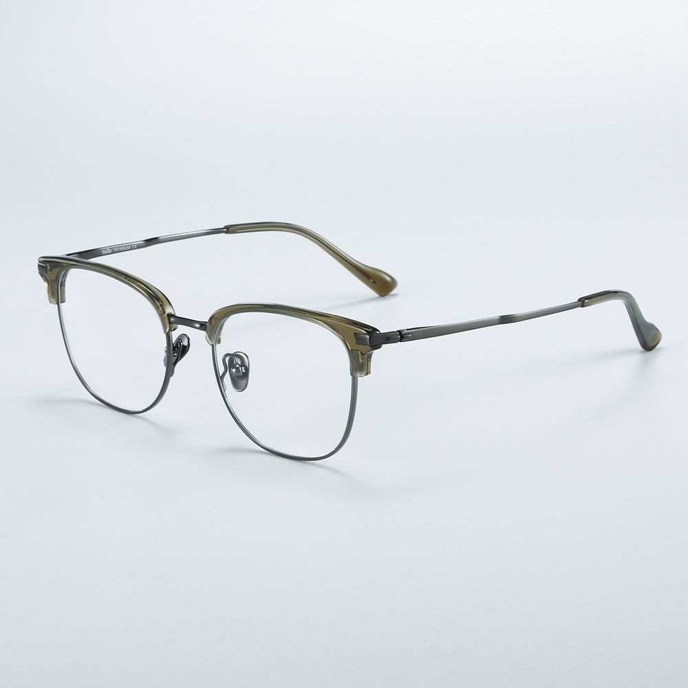Custom Pure Titanium Square Browline Optical Frames for Men Retro Blue Light Filter Glasses Business Professional Eyeglasses Wholesale Supplier