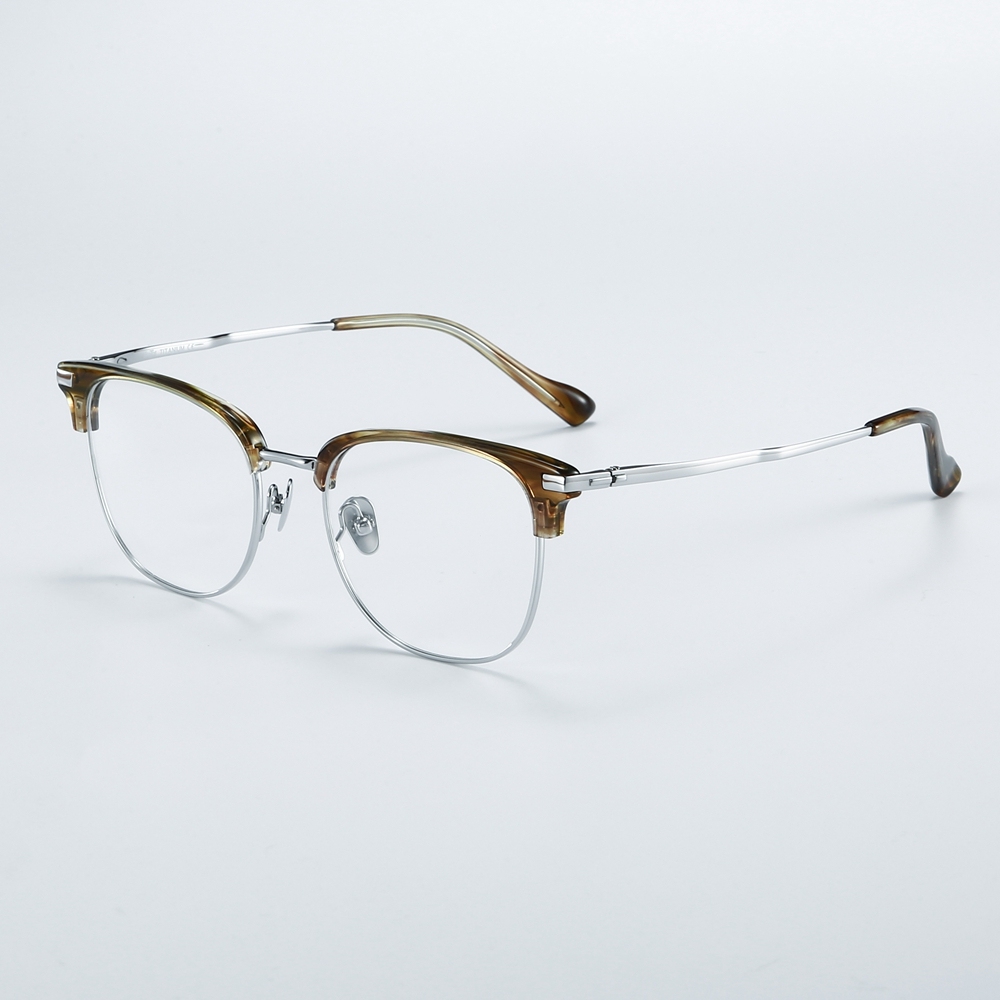 Custom Pure Titanium Square Browline Optical Frames for Men Retro Blue Light Filter Glasses Business Professional Eyeglasses Wholesale Supplier