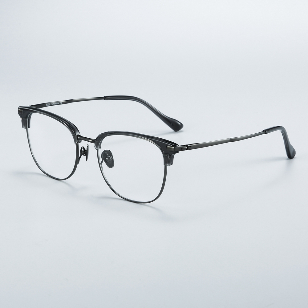 Custom Pure Titanium Square Browline Optical Frames for Men Retro Blue Light Filter Glasses Business Professional Eyeglasses Wholesale Supplier