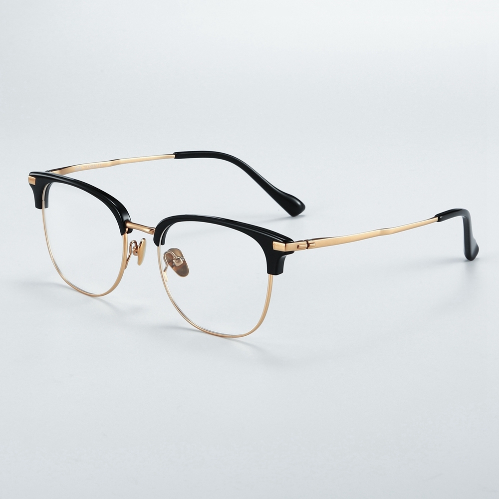 Custom Pure Titanium Square Browline Optical Frames for Men Retro Blue Light Filter Glasses Business Professional Eyeglasses Wholesale Supplier