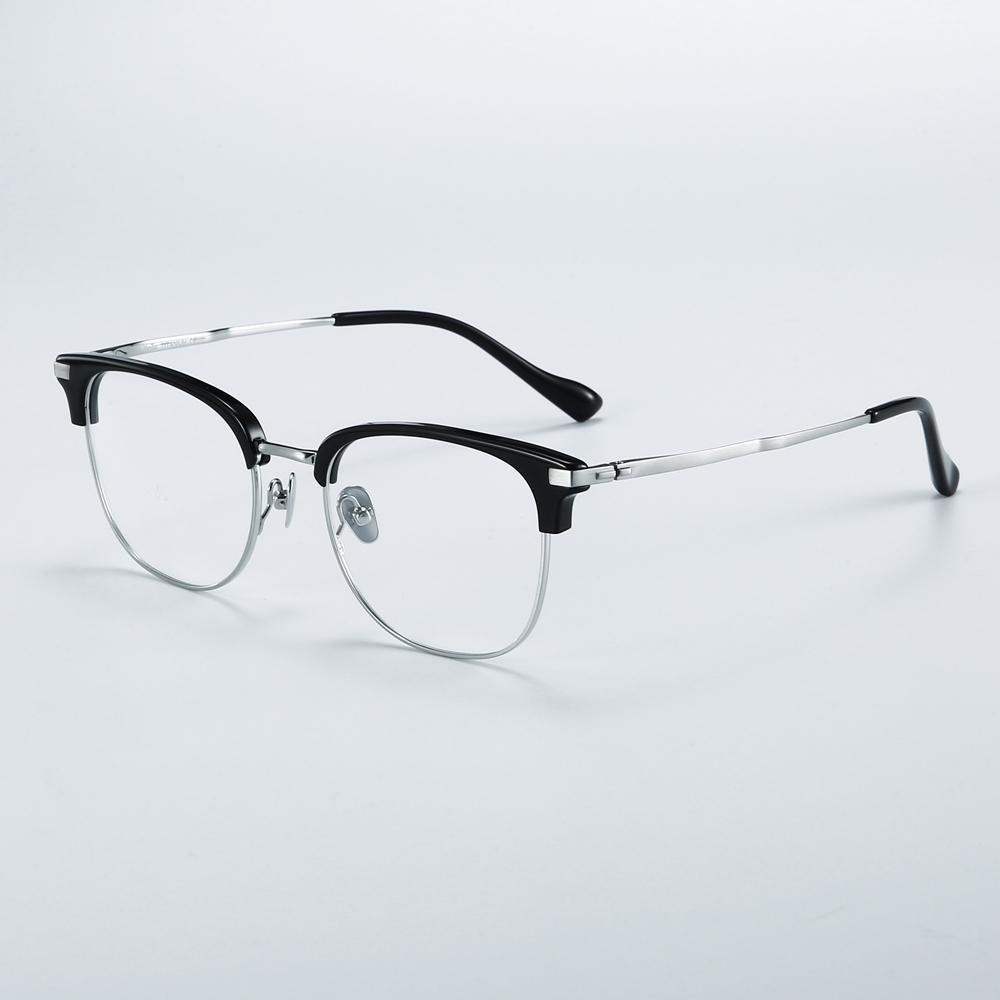 Custom Pure Titanium Square Browline Optical Frames for Men Retro Blue Light Filter Glasses Business Professional Eyeglasses Wholesale Supplier