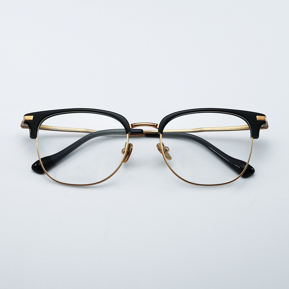 Custom Pure Titanium Square Browline Optical Frames for Men Retro Blue Light Filter Glasses Business Professional Eyeglasses Wholesale Supplier