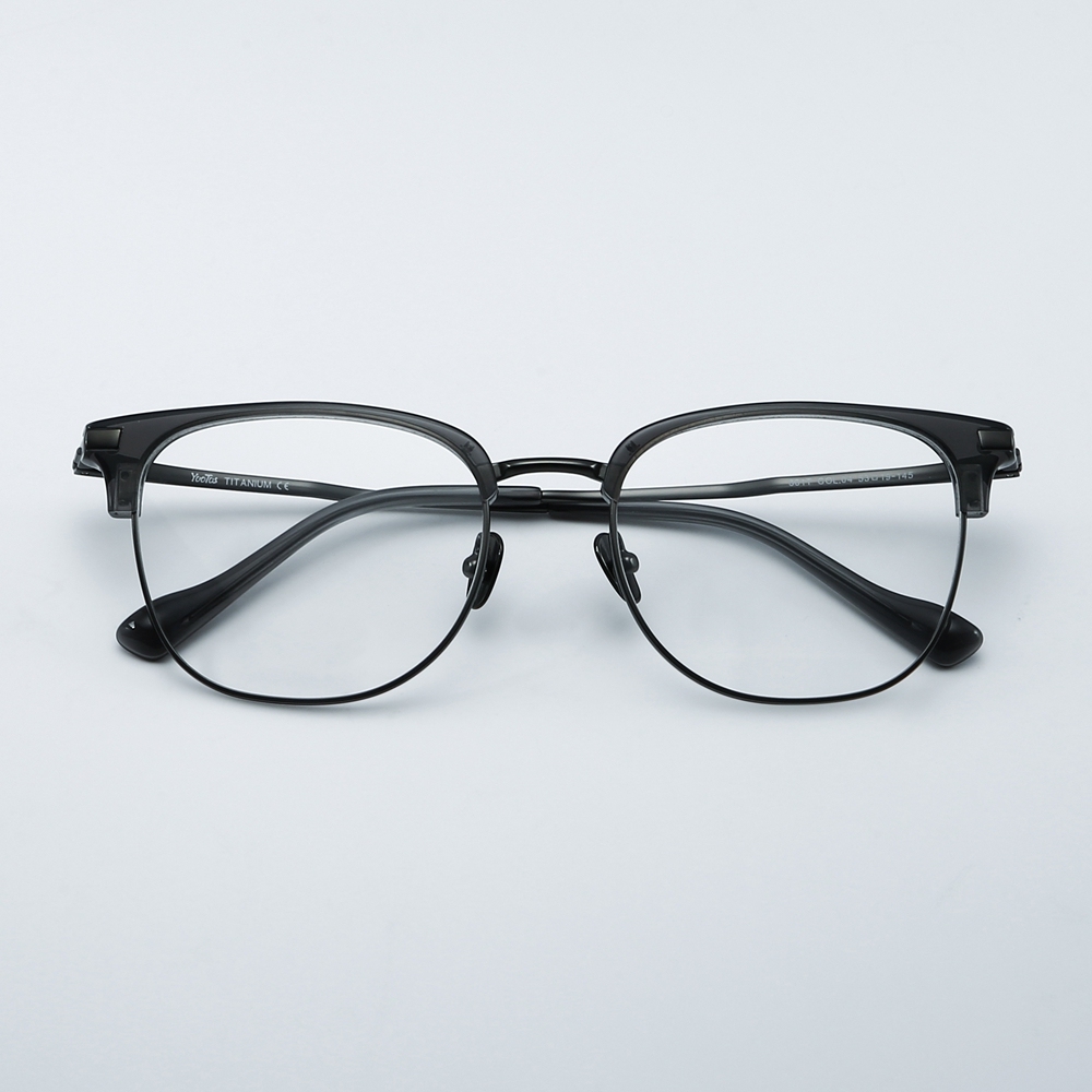 Custom Pure Titanium Square Browline Optical Frames for Men Retro Blue Light Filter Glasses Business Professional Eyeglasses Wholesale Supplier