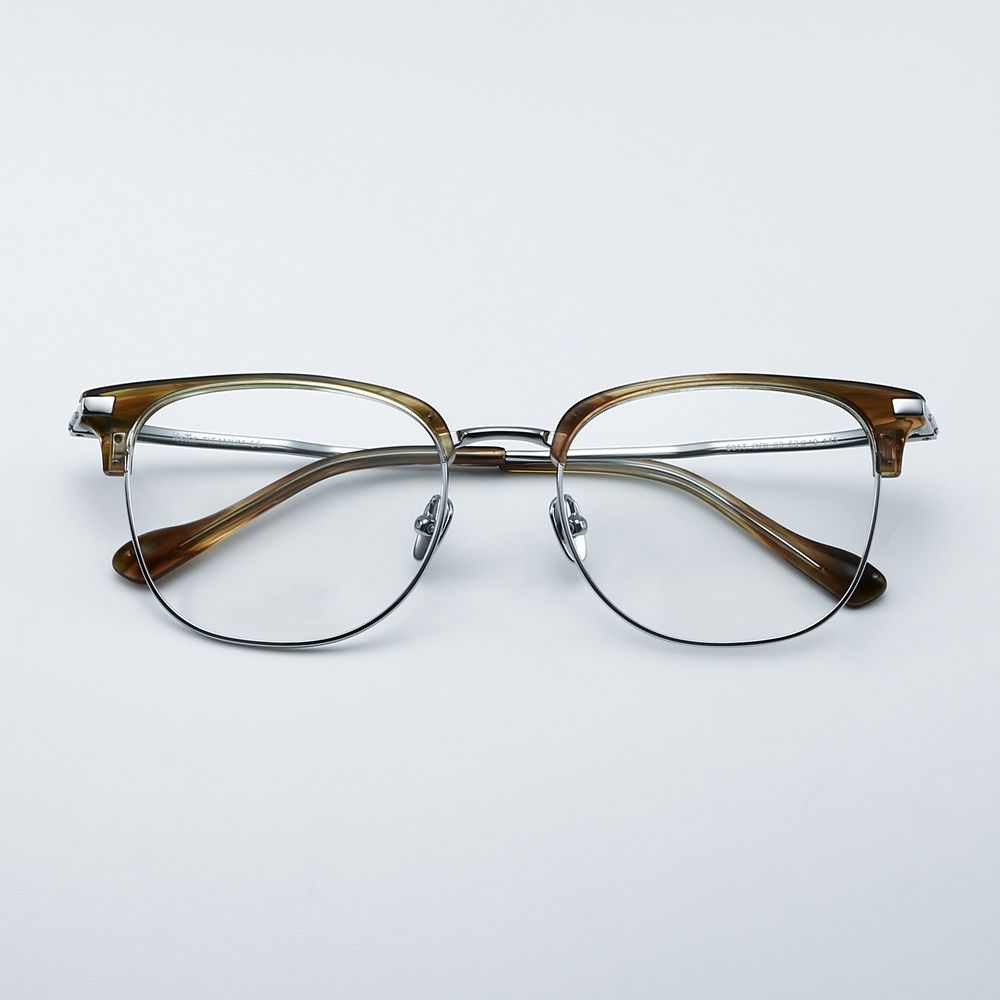 Custom Pure Titanium Square Browline Optical Frames for Men Retro Blue Light Filter Glasses Business Professional Eyeglasses Wholesale Supplier
