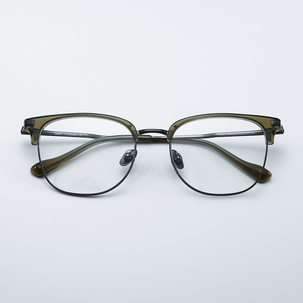 Custom Pure Titanium Square Browline Optical Frames for Men Retro Blue Light Filter Glasses Business Professional Eyeglasses Wholesale Supplier