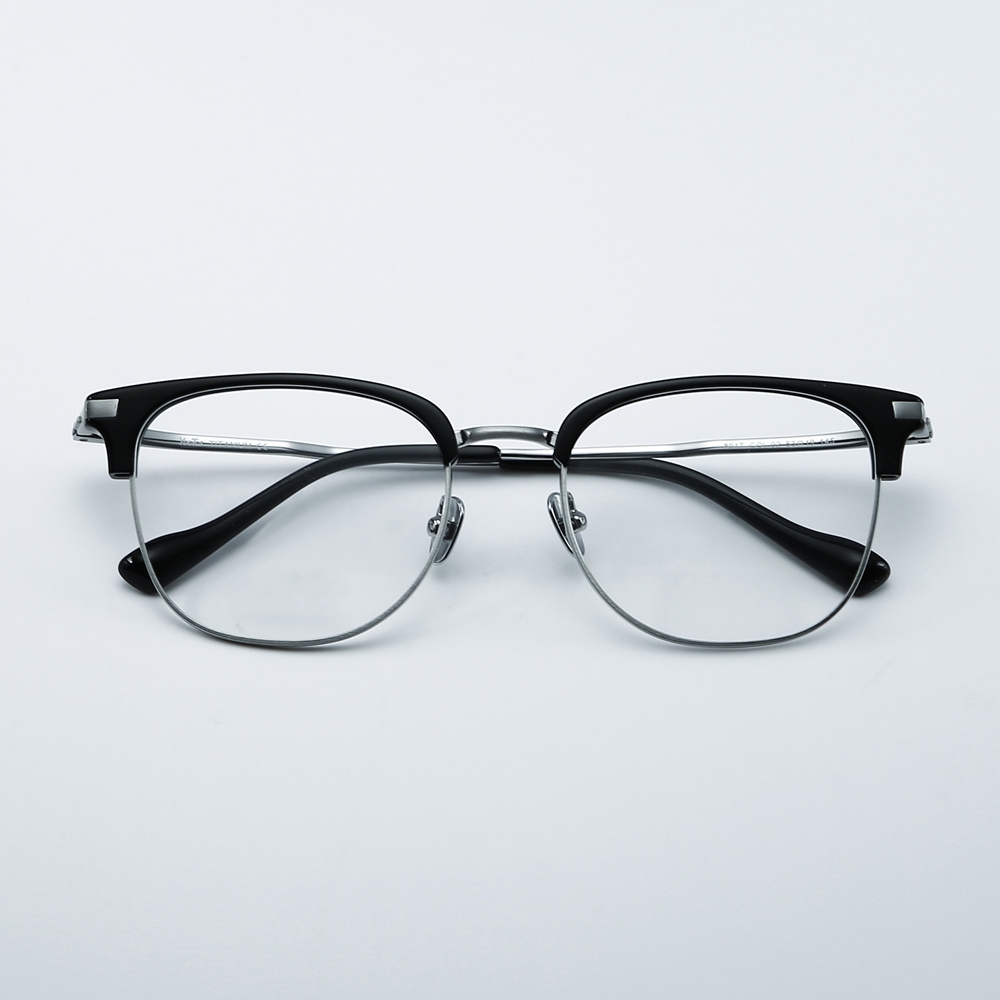 Custom Pure Titanium Square Browline Optical Frames for Men Retro Blue Light Filter Glasses Business Professional Eyeglasses Wholesale Supplier