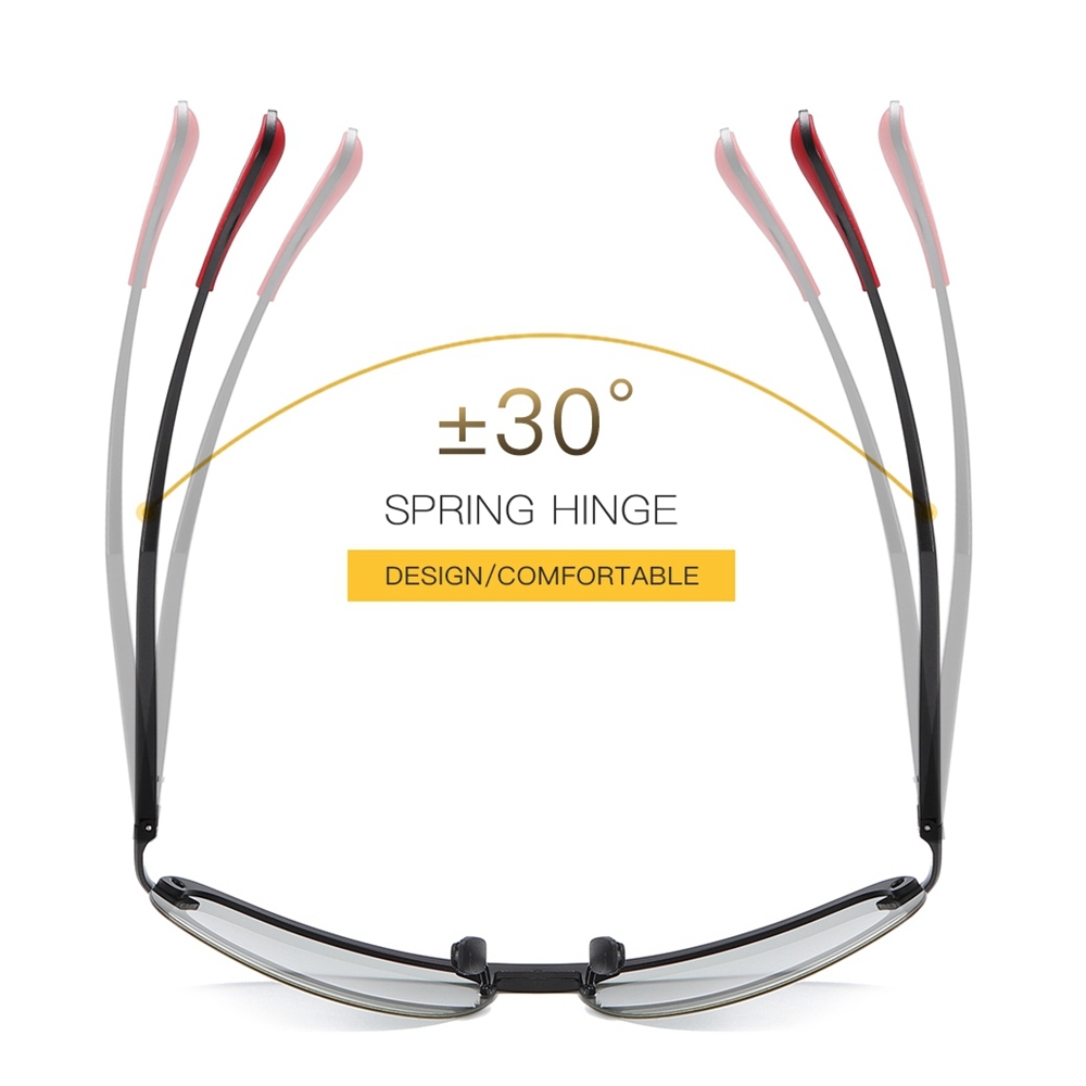 Personalized Customize Men's Oval Sport Sunglasses for Camping Semi-rimless Polarized Driving Glasses with Aluminum Spring Temples