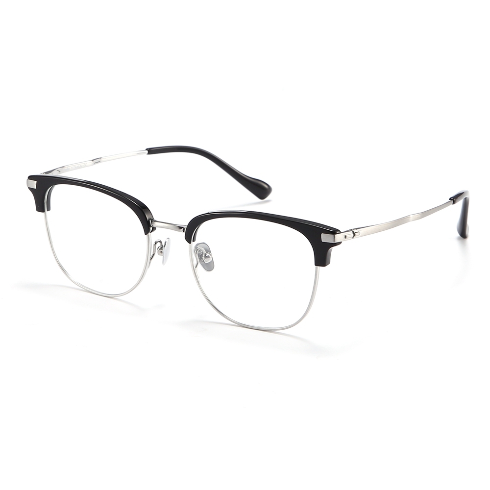 Custom Pure Titanium Square Browline Optical Frames for Men Retro Blue Light Filter Glasses Business Professional Eyeglasses Wholesale Supplier