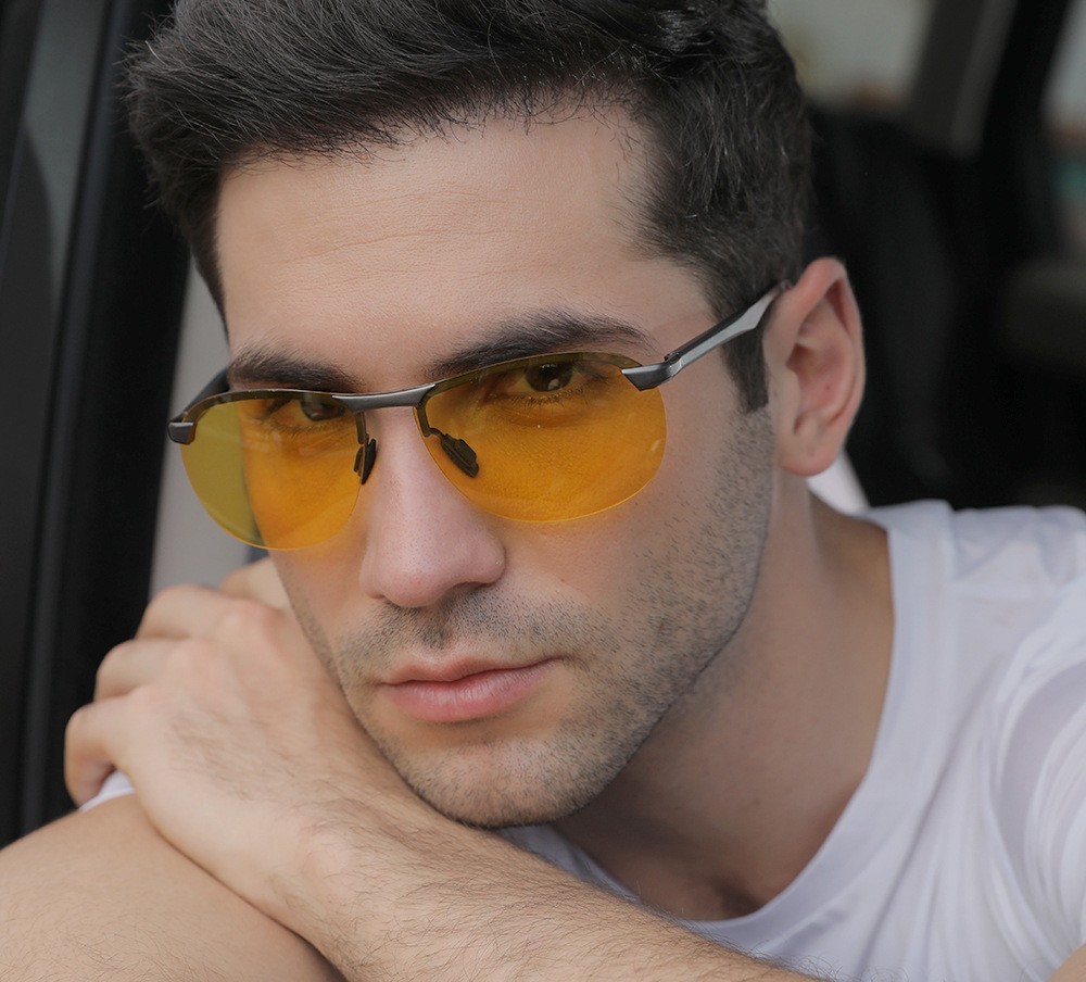 Personalized Customize Men's Oval Sport Sunglasses for Camping Semi-rimless Polarized Driving Glasses with Aluminum Spring Temples
