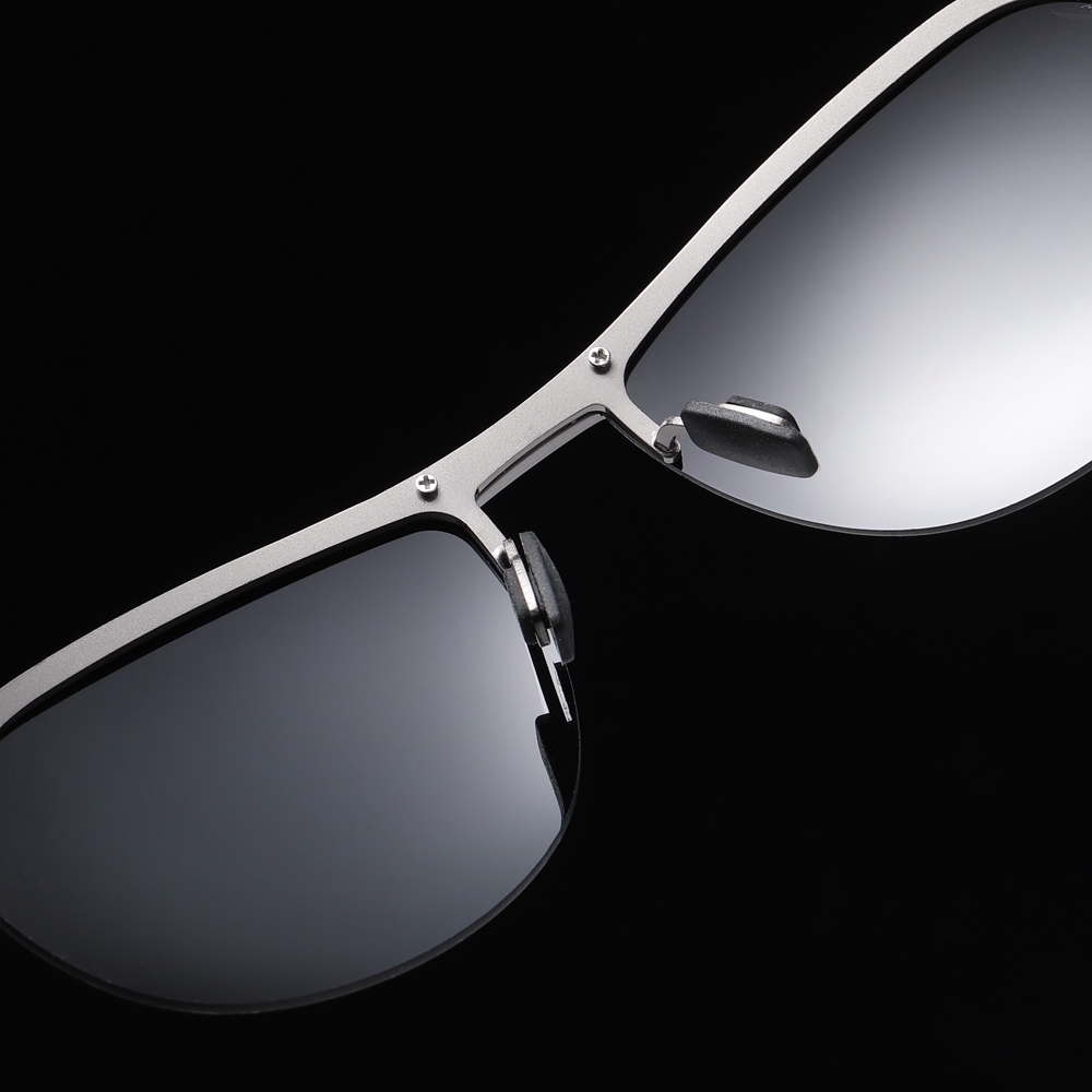 Personalized Customize Men's Oval Sport Sunglasses for Camping Semi-rimless Polarized Driving Glasses with Aluminum Spring Temples